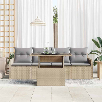 Tuin Sofa Set met kussen met kussen 5 pcs Beige Poly Rattan