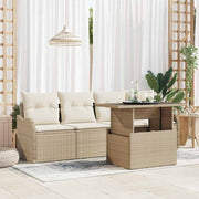Loungeset poly rattan beige 231x117x85 cm