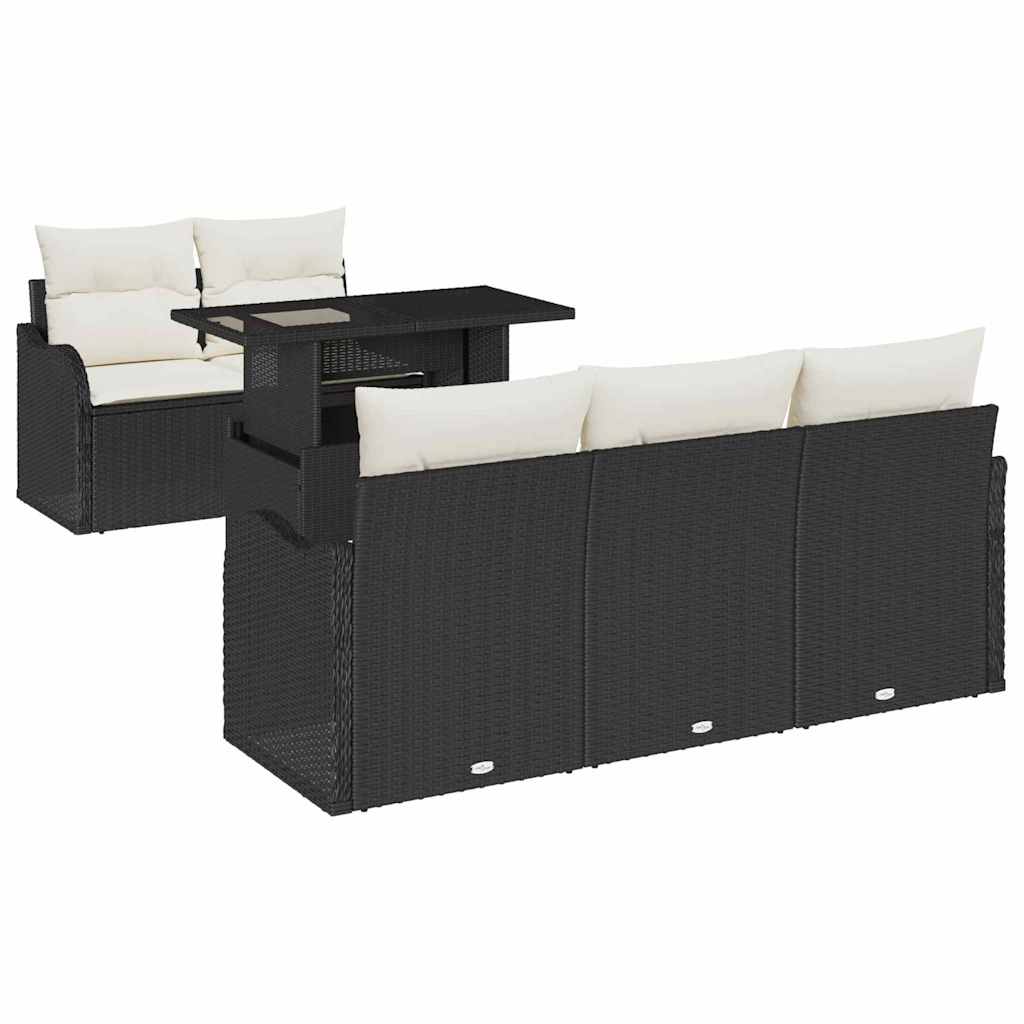 Tuin Sofa Set met kussen met kussen 6 pcs Zwart Poly Rattan