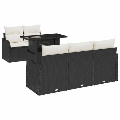 Tuin Sofa Set met kussen met kussen 6 pcs Zwart Poly Rattan