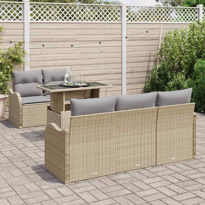 Tuin Sofa Set met kussen met kussen 6 pcs Beige Poly Rattan