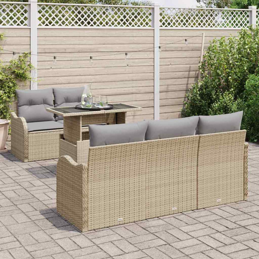 Tuin Sofa Set met kussen met kussen 6 pcs Beige Poly Rattan