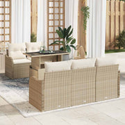 Loungeset poly rattan 6-delig beige