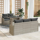 Garden Sofa Set with Cushions 6 pcs Light Grey Poly Rattan