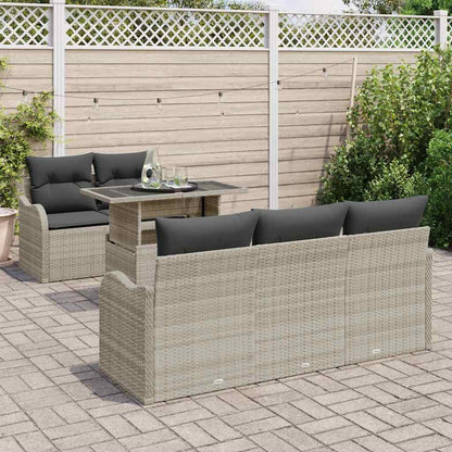 Tuin Sofa Set met kussen 6 pcs Lichtgrijs Poly Rattan