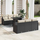 Garden Sofa Set with Cushion with Storage 7 pcs Black Poly Rattan