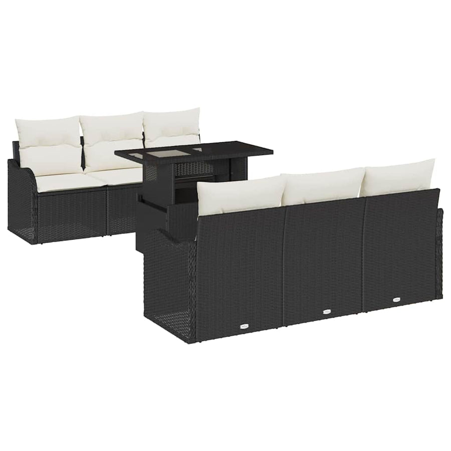 Tuin Sofa Set met kussen met opslag 7 pcs Zwart Poly riet