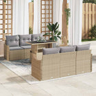 Garden Sofa Set with Cushion and Storage 7 pcs Beige Poly Rattan