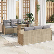 Tuinset poly riet 7-delig beige