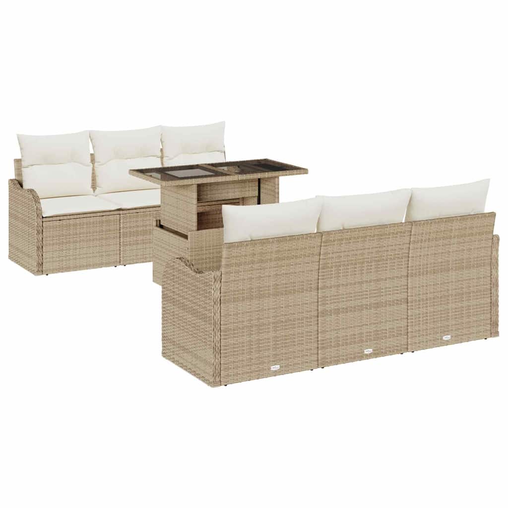 Tuin Sofa Set met kussen 7 pcs Beige 100 x 55 x 73 cm Poly riet