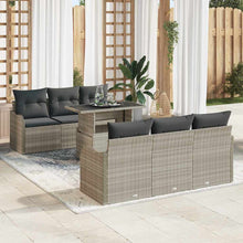 Tuin Sofa Set met kussen met opslag 7 pcs Lichtgrijs Poly riet