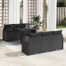 Tuin Sofa Set met kussen met opslag 7 pcs Zwart Poly riet