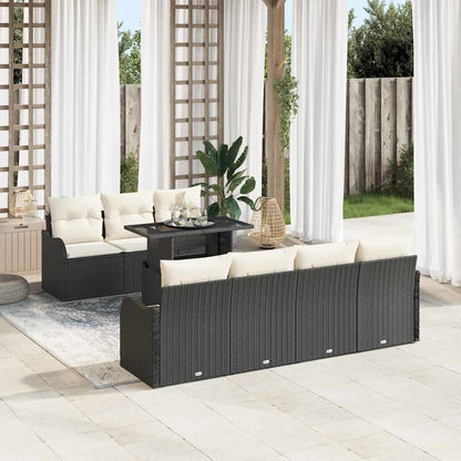 Tuin Sofa Set met kussen met opslag 8 pcs Zwart Poly Rattan