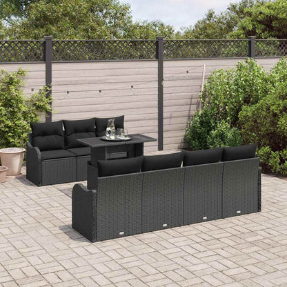 Tuin Sofa Set met kussen met opslag 8 pcs Zwart Poly Rattan