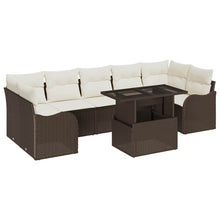 Tuin Sofa Set met kussen met opslag 8 pcs Bruin Poly riet