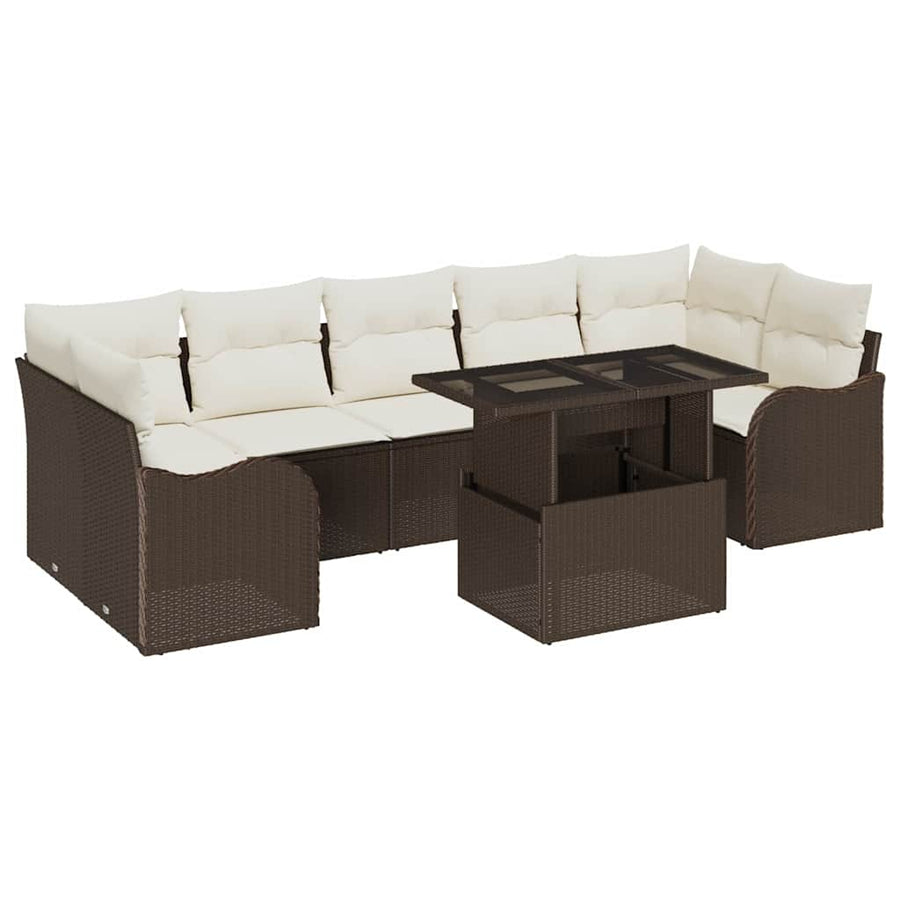 Tuin Sofa Set met kussen met opslag 8 pcs Bruin Poly riet