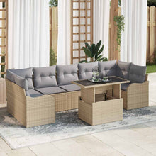 Tuin Sofa Set met kussen met opslag 8 pcs Beige Poly riet