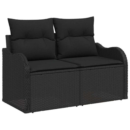 Tuin Sofa Set met kussen met opslag 8 pcs Zwart Poly riet
