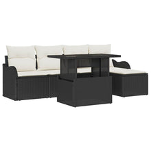 Tuinbankenset met kussen 6 pcs Zwart Polyrattan