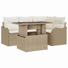 Tuin Sofa Set met kussen met kussen 5 pcs Beige Poly Rattan