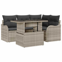 Tuin Sofa Set met kussen 5 pcs Lichtgrijs Poly Rattan