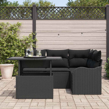 Tuin Sofa Set met kussen met kussen 5 pcs Zwart Poly Rattan