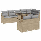 Loungeset 9-delig poly rattan beige lichtgrijs