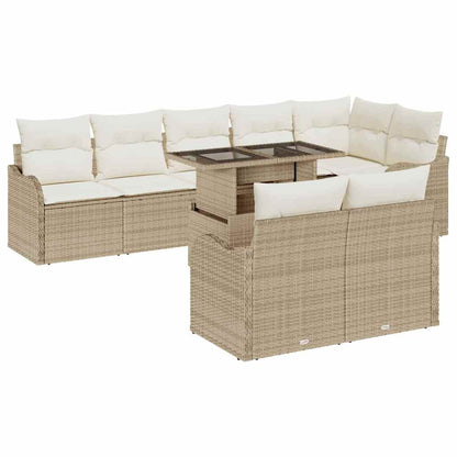 Tuin Sofa Set met kussen met kussen 9 pcs Beige Poly Rattan