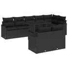 Garden Sofa Set with Cushions 9 pcs Black Poly Rattan