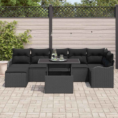 Tuin Sofa Set met kussen met opslag 8 pcs Zwart Poly riet