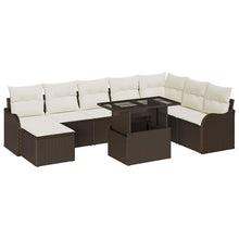 Tuin Sofa Set met kussen met opslag 9 pcs Bruin Poly riet