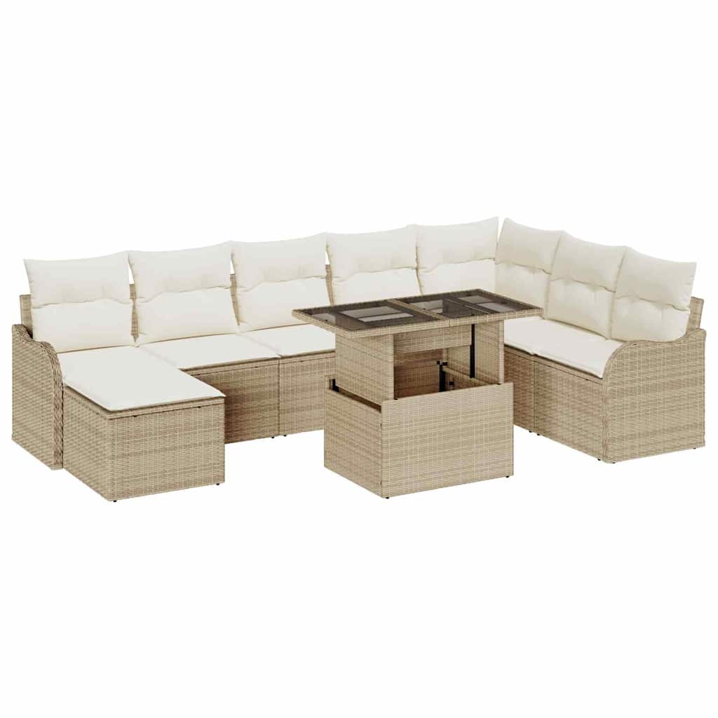 Tuin Sofa Set 9 st Beige [Synthetisch]: Poly Rattan