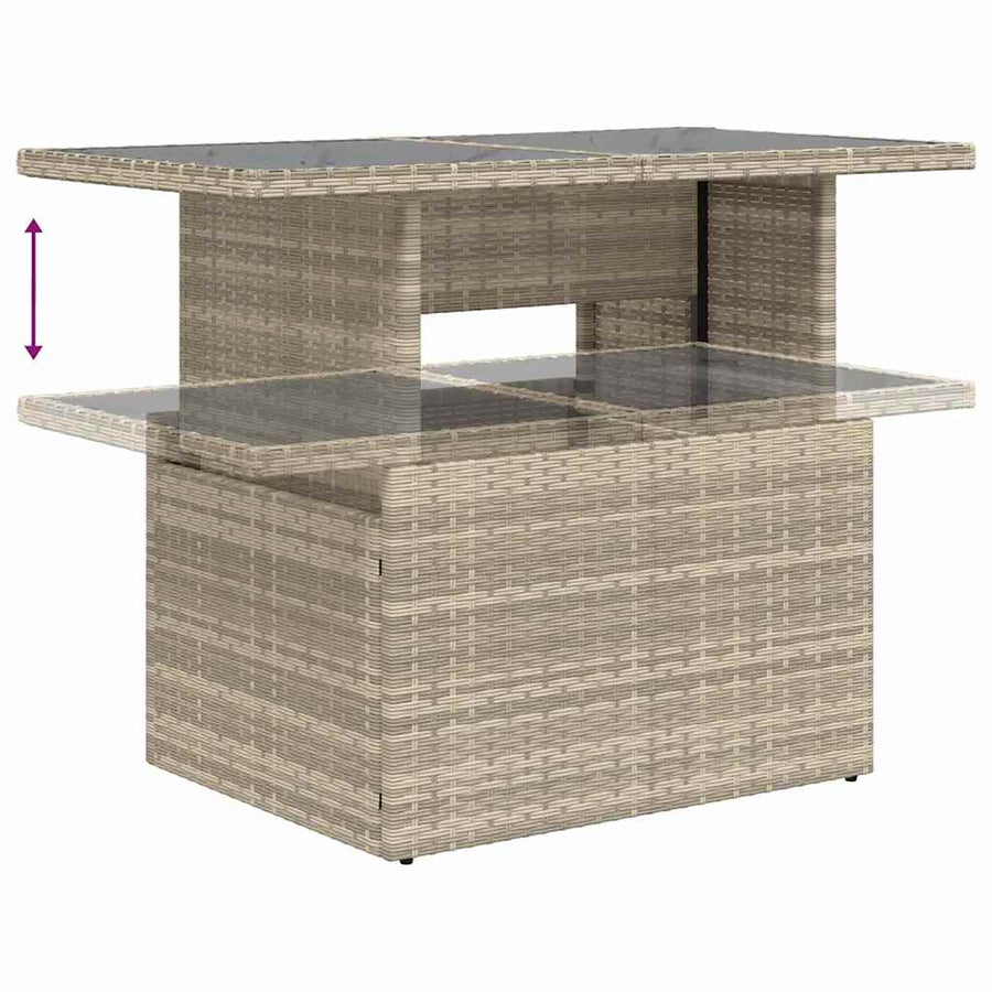 Tuin Sofa Set met kussen met opslag 9 pcs Lichtgrijs Poly riet
