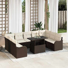 Garden Sofa Set with Cushion 10 pcs Brown Poly Rattan