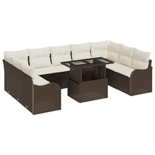 Tuin Sofa Set met kussen met kussen 10 pcs Bruin Poly Rattan