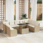 Loungeset 9 personen polyrattan beige