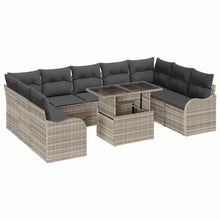 Tuin Sofa Set met kussen 10 pcs Lichtgrijs Poly Rattan