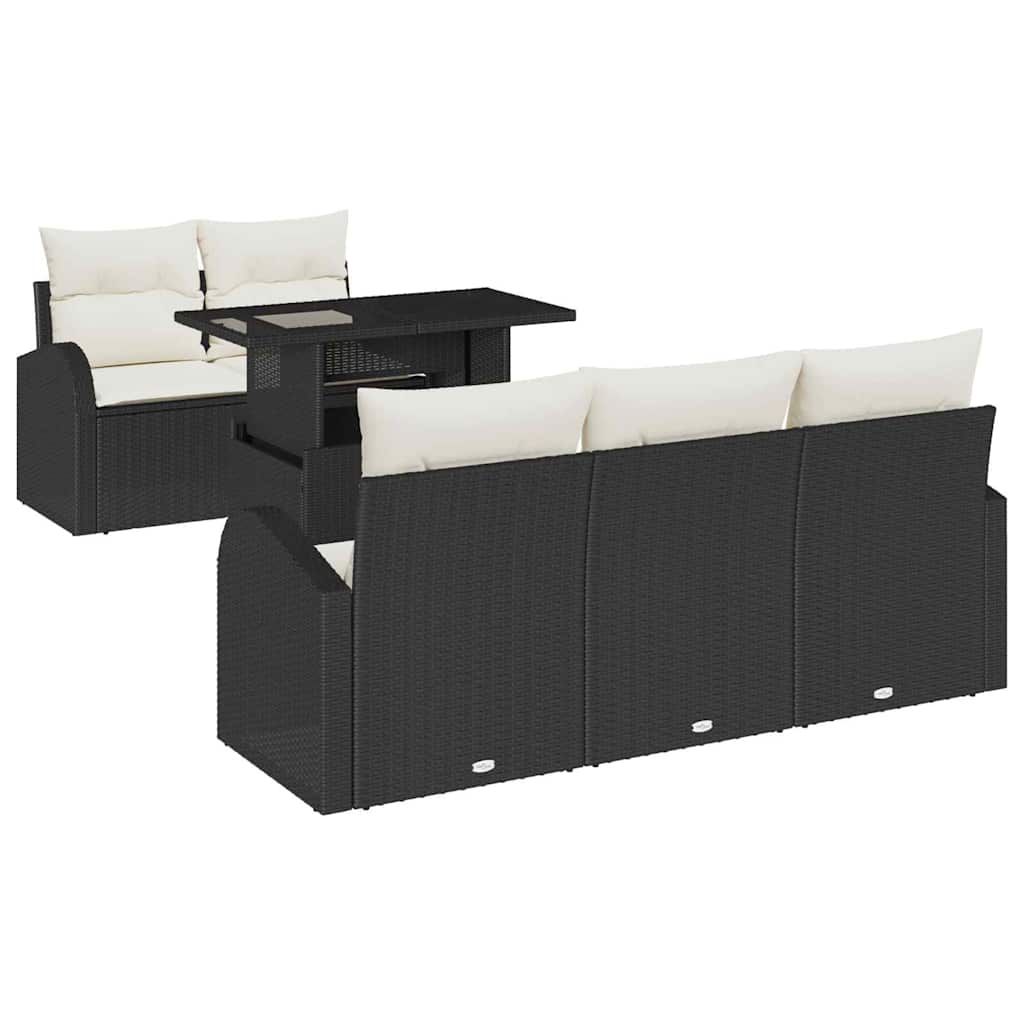 Tuin Sofa Set met kussen met kussen 6 pcs Zwart Poly Rattan