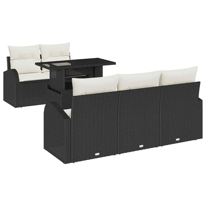 Tuin Sofa Set met kussen met kussen 6 pcs Zwart Poly Rattan