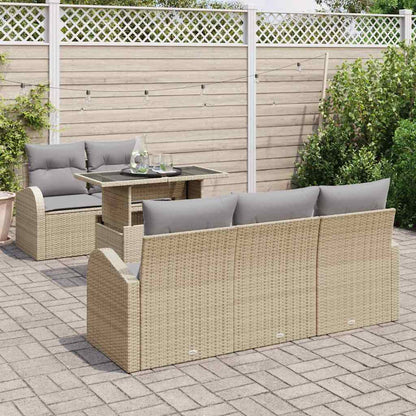 Tuin Sofa Set met kussen met kussen 6 pcs Beige Poly Rattan