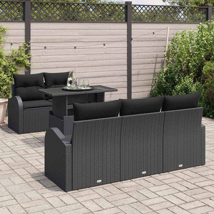 Tuin Sofa Set met kussen met kussen 6 pcs Zwart Poly Rattan