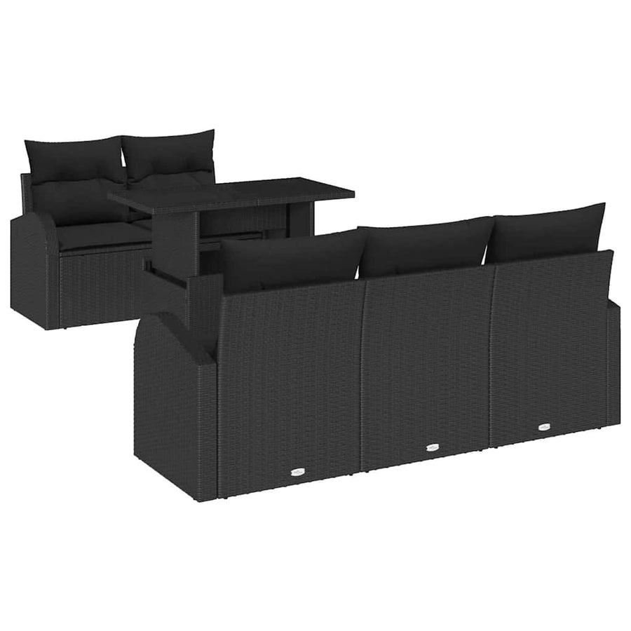 Tuin Sofa Set met kussen met kussen 6 pcs Zwart Poly Rattan