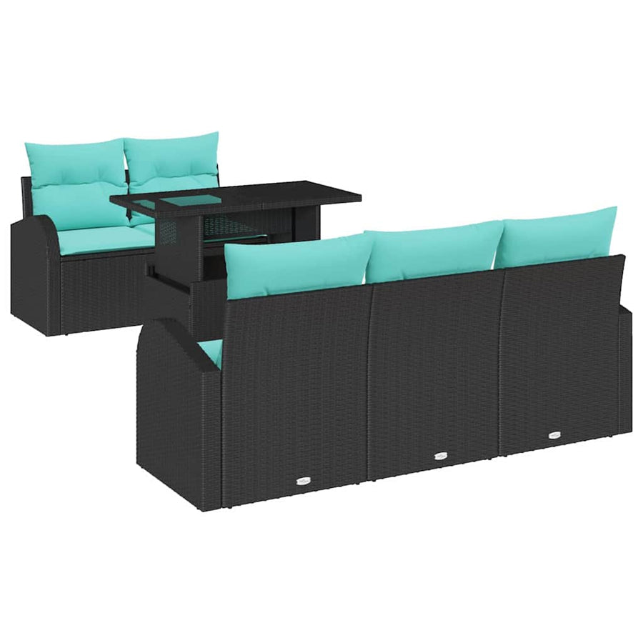 Tuin Sofa Set met kussen met opslag 6 pcs Zwart Poly Rattan