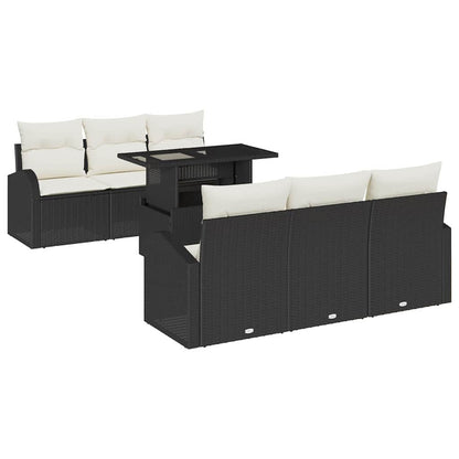 Tuin Sofa Set met kussen met opslag 7 pcs Zwart Poly Rattan