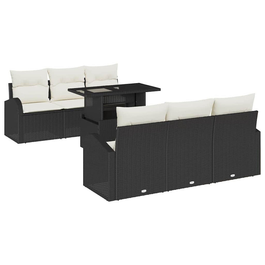 Tuin Sofa Set met kussen met opslag 7 pcs Zwart Poly Rattan