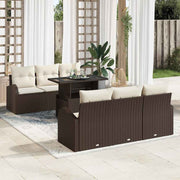 Tuinset poly rattan modulair 7-delig bruin