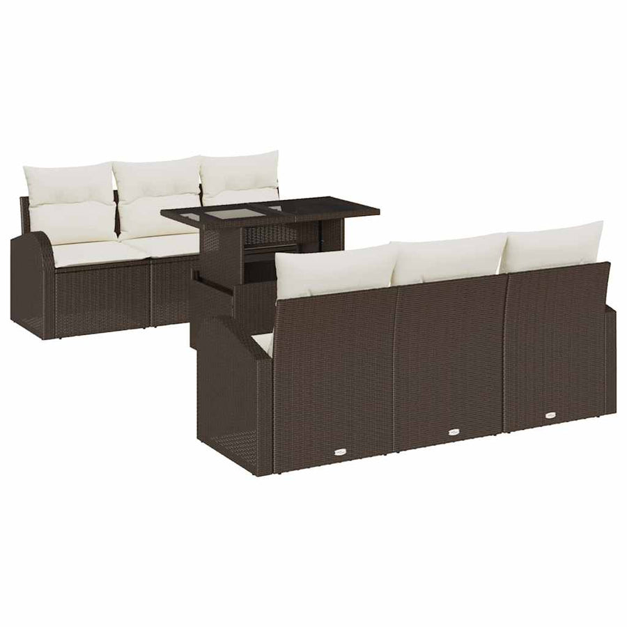 Tuin Sofa Set met kussen met opslag 7 pcs Bruin Poly Rattan