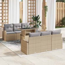 Tuin Sofa Set met kussen met opslag 7 pcs Beige Poly Rattan
