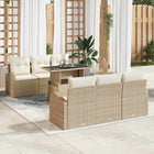 Garden Sofa Set with Cushion with Storage 7 pcs Beige Poly Rattan