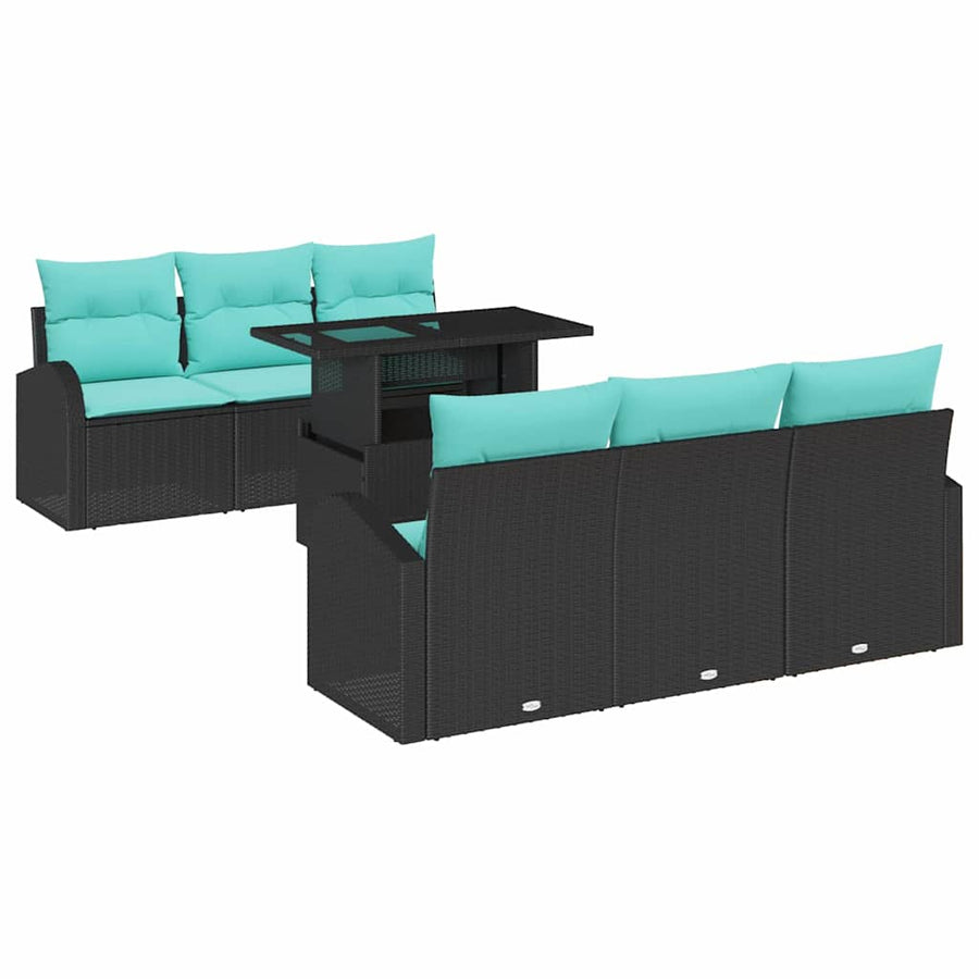 Tuin Sofa Set met kussen met opslag 7 pcs Zwart Poly Rattan